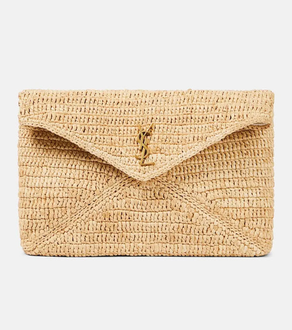 Saint Laurent Cassandre Large raffia pouch