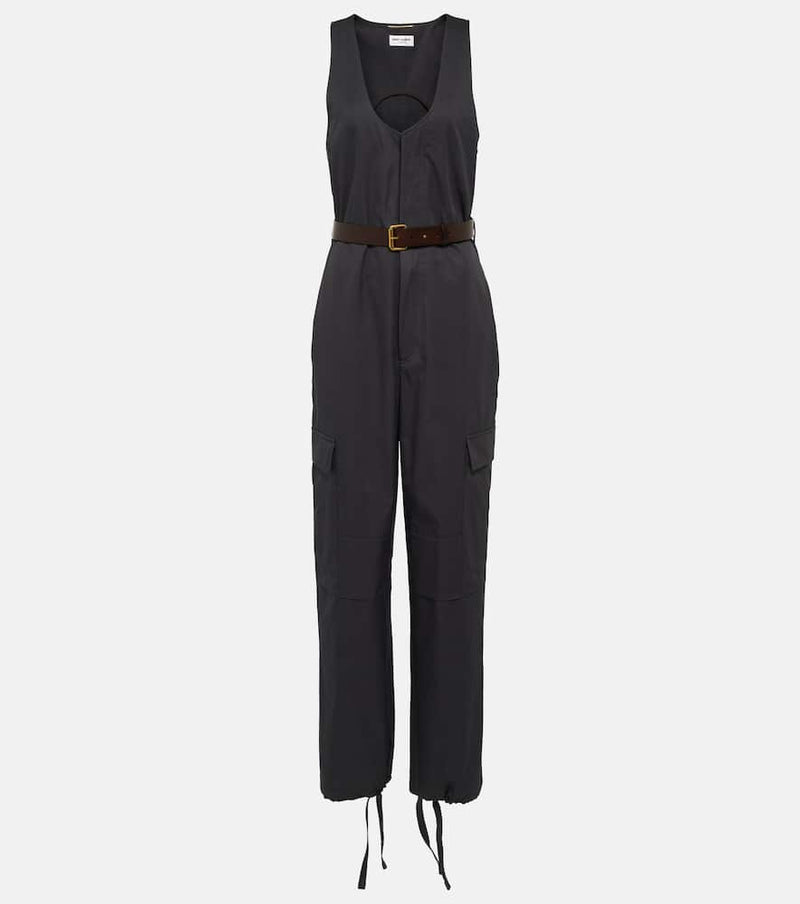 Saint Laurent Cassandre cotton twill jumpsuit