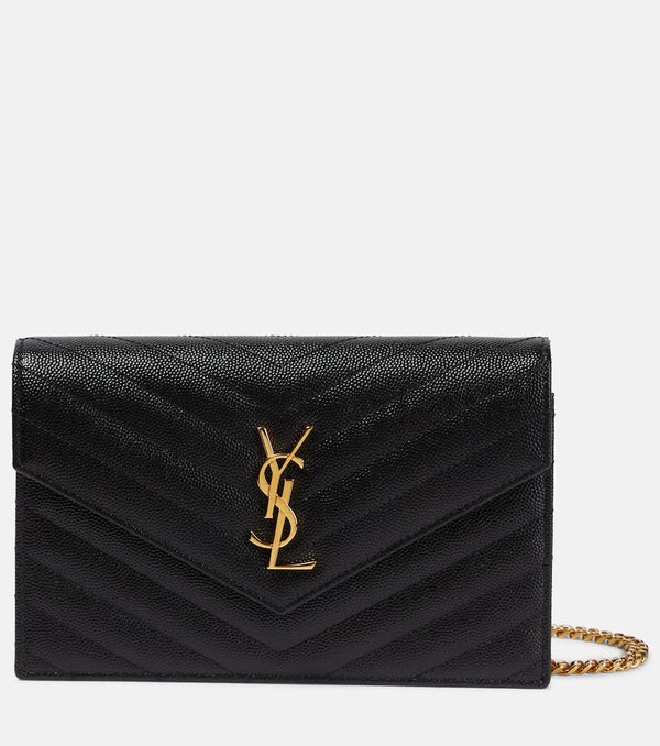 Saint Laurent Cassandre matelassé envelope leather wallet on chain | LYBSTORE