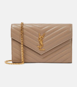 Saint Laurent Cassandre matelassé leather wallet on chain | LYBSTORE