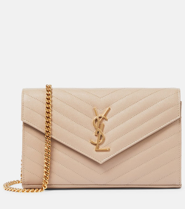 Saint Laurent Cassandre matelassé leather wallet on chain