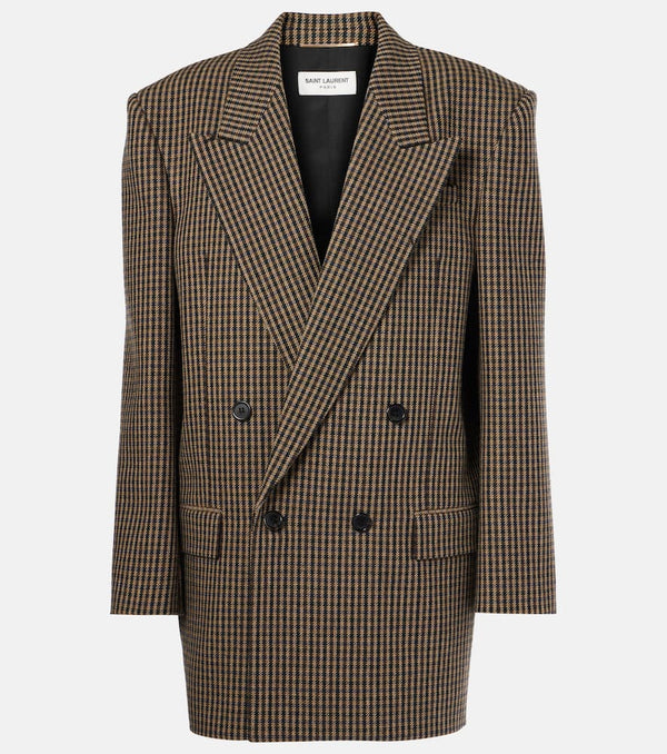 Saint Laurent Checked oversized wool-blend blazer