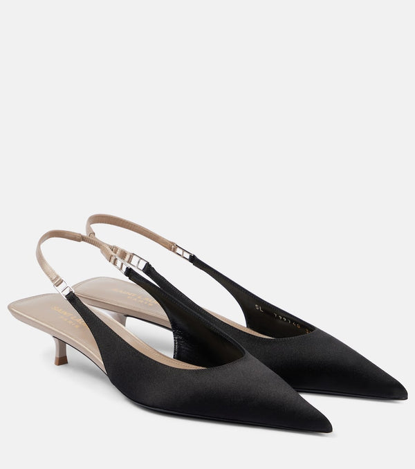 Saint Laurent Cherish 30 satin crêpe slingback pumps