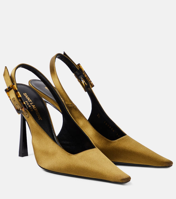 Saint Laurent Climax 110 crêpe satin slingback pumps