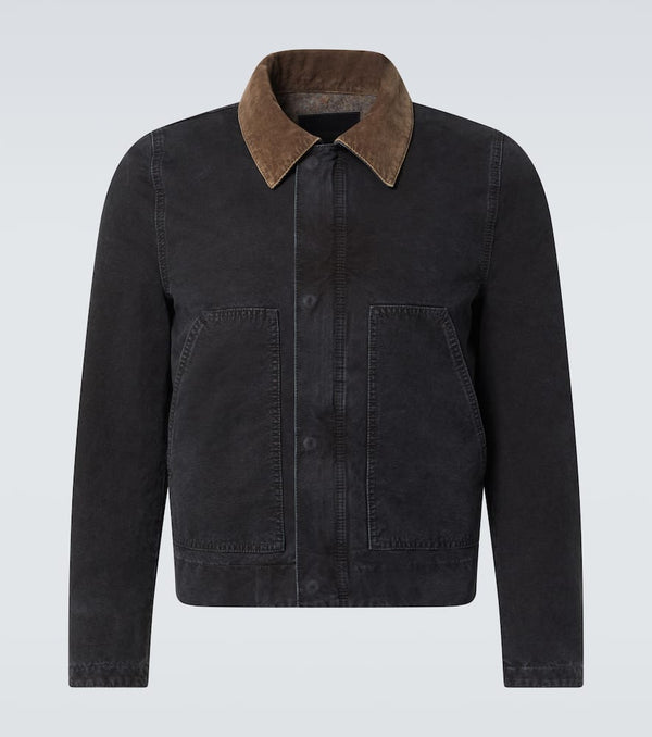 Saint Laurent Corduroy-trimmed cotton canvas jacket