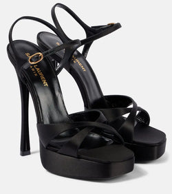 Saint Laurent Debbie satin crêpe platform sandals | LYBSTORE