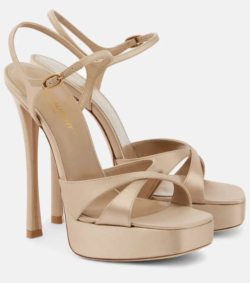 Saint Laurent Debbie satin platform sandals | LYBSTORE