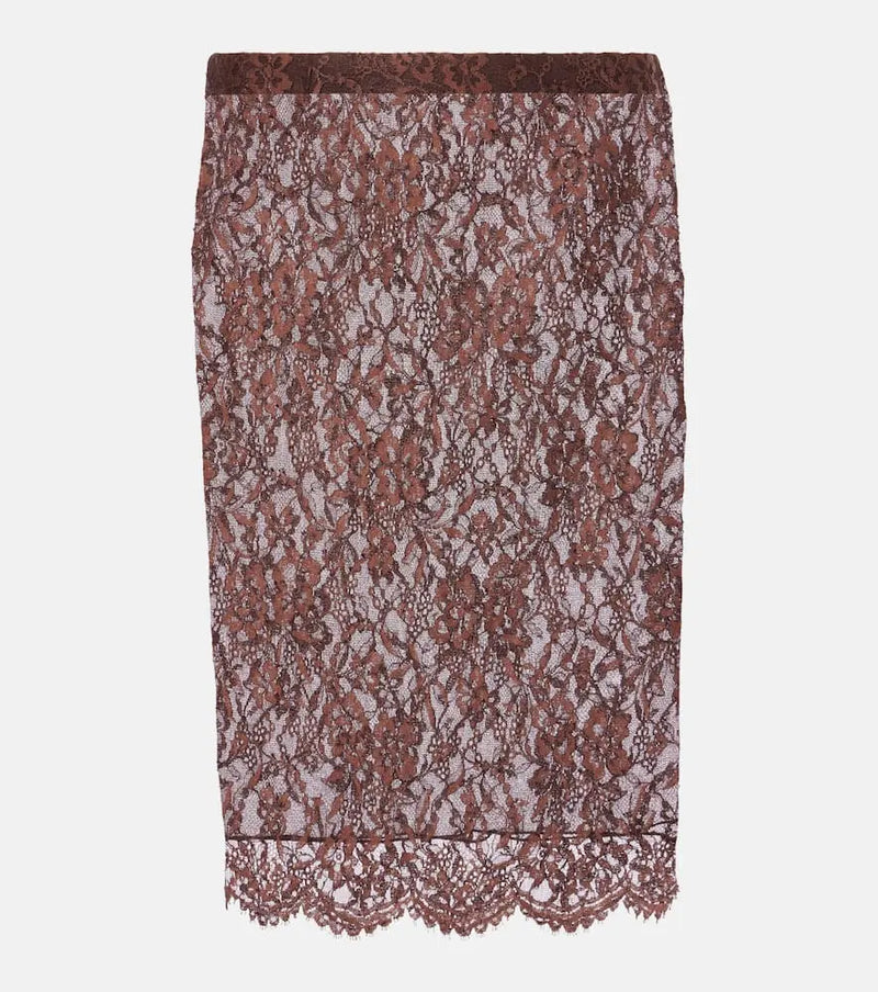 Saint Laurent Floral lace pencil skirt | LYBSTORE