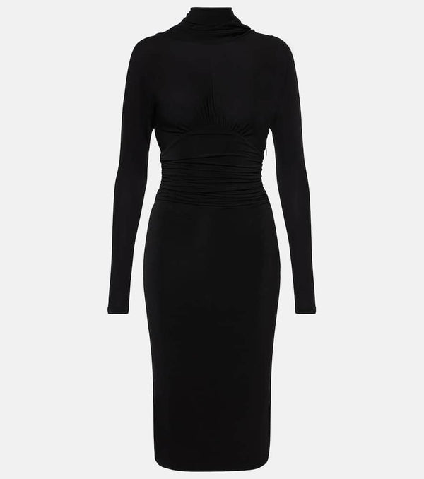 Saint Laurent Gathered jersey midi dress