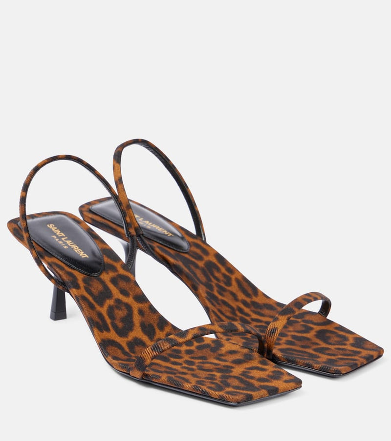 Saint Laurent Jaspe 55 leopard-print grosgrain sandals