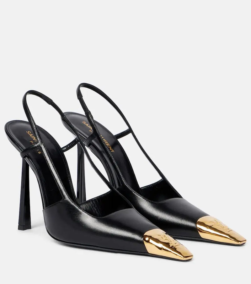 Saint Laurent Jeanne 110 leather slingback pumps | LYBSTORE