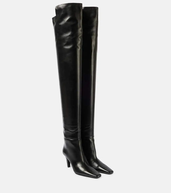 Saint Laurent Jill 75 leather over-the-knee boots | LYBSTORE