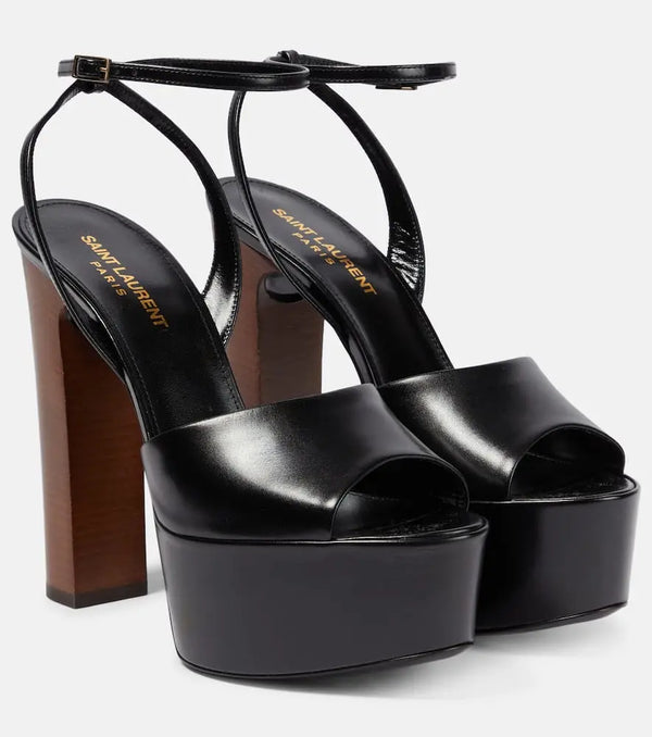 Saint Laurent Jodie 95 leather platform sandals | LYBSTORE