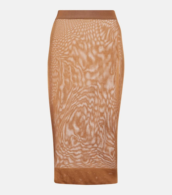 Saint Laurent Knitted high-rise midi skirt