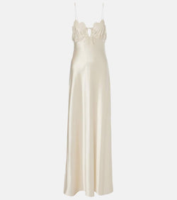 Saint Laurent Lace-trimmed silk satin gown