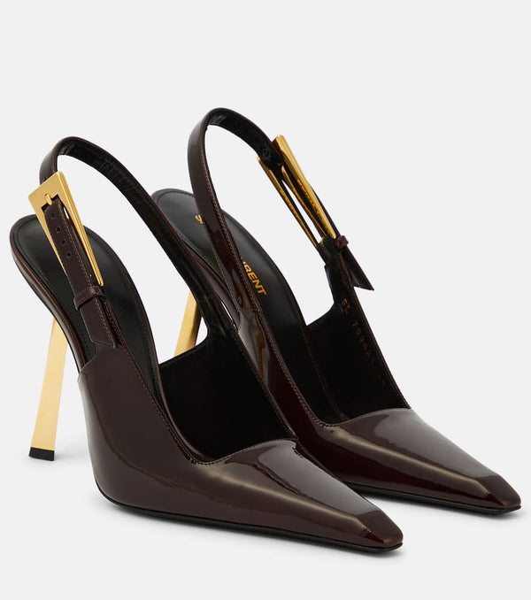 Saint Laurent Lee 110 patent leather slingback pumps