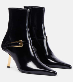 Saint Laurent Lee 75 glazed leather ankle boots