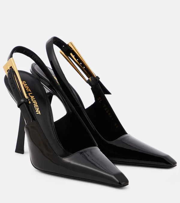 Saint Laurent Lee patent leather slingback pumps | LYBSTORE