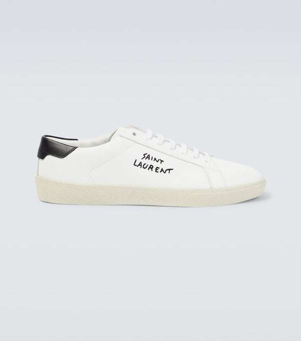 Saint Laurent Logo embroidered leather sneakers