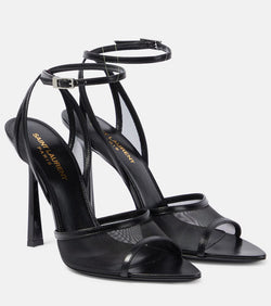 Saint Laurent Missy 110 leather-trimmed mesh sandals