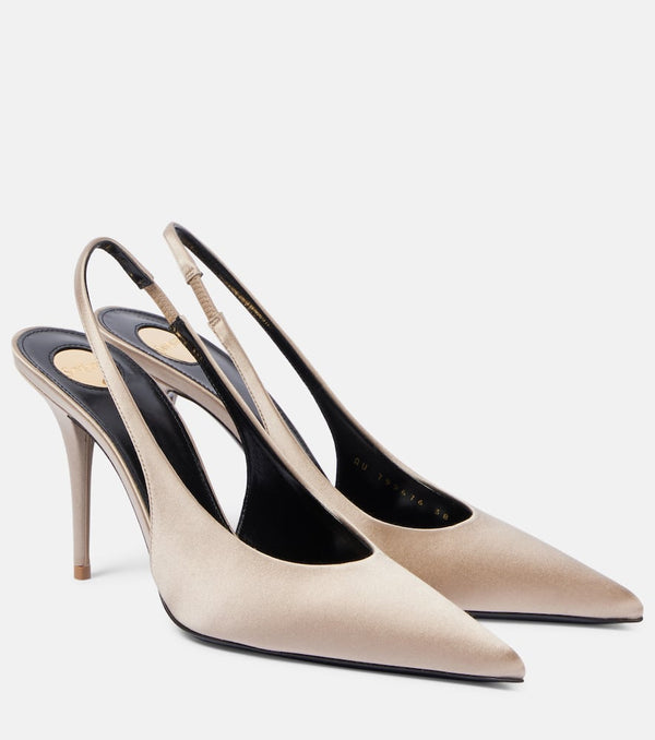 Saint Laurent Norma 90 satin crêpe slingback pumps