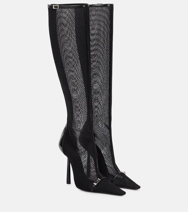 Saint Laurent Oxalis mesh knee-high boots | LYBSTORE