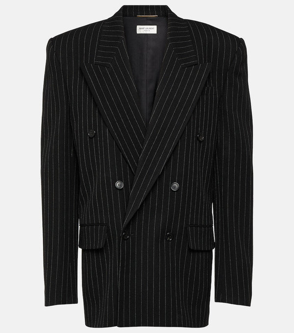 Saint Laurent Pinstripe oversized wool-blend blazer