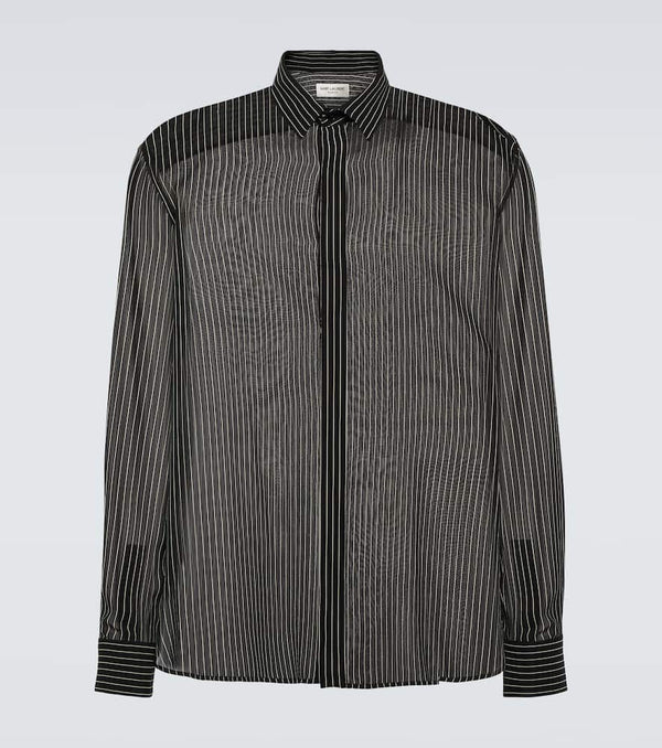 Saint Laurent Pinstripe silk georgette shirt | LYBSTORE