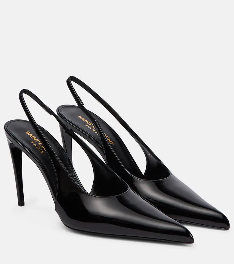 Saint Laurent Pulp 90 patent leather slingback pumps