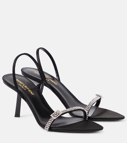 Saint Laurent Rendez-Vous 75 satin slingback sandals