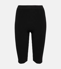 Saint Laurent Ribbed-knit biker shorts