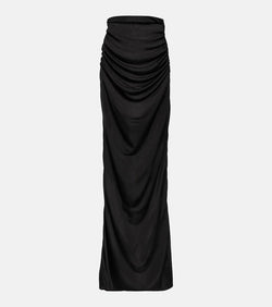 Saint Laurent Ruched high-rise satin maxi skirt