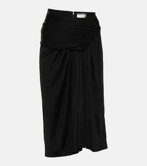 Saint Laurent Ruched jersey pencil skirt | LYBSTORE