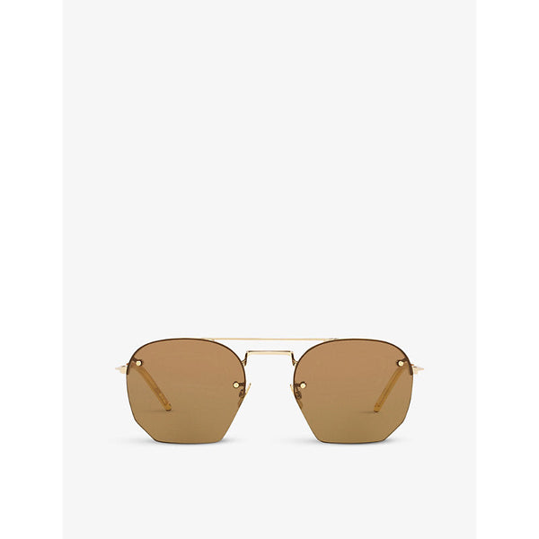 Saint Laurent SL422 rimless aviator-frame metal sunglasses | LYBSTORE