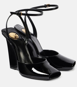 Saint Laurent Scandale patent leather wedge sandals