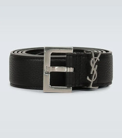 Saint Laurent Slim grained leather belt