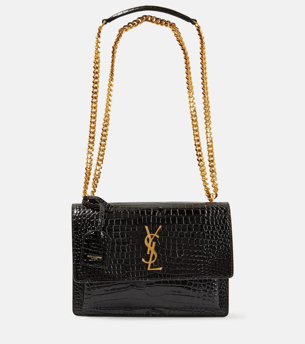 Saint Laurent Sunset Medium croc-effect leather shoulder bag | LYBSTORE