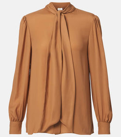 Saint Laurent Tie-neck silk charmeuse blouse