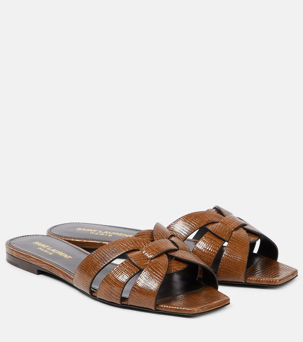 Saint Laurent Tribute lizard-effect leather sandals | LYBSTORE