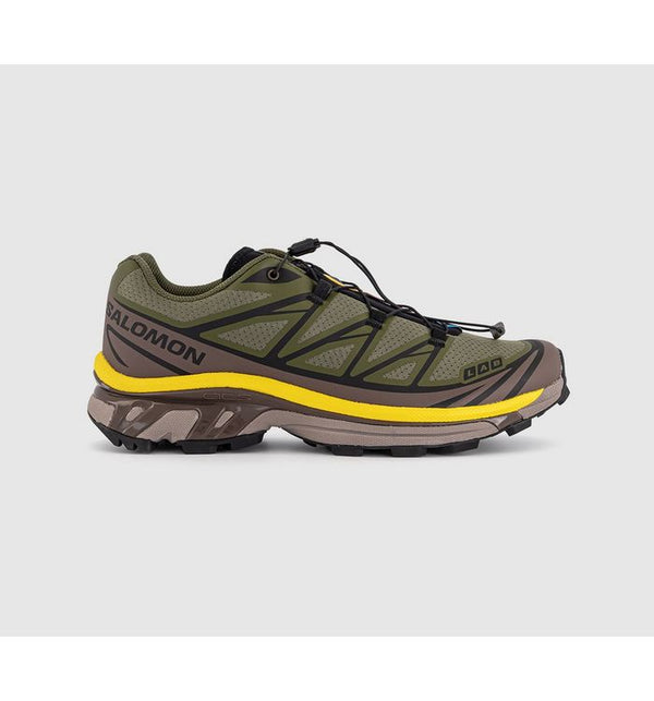 Salomon Mens Xt-6 Trainers Olive Night Black Sulphur In Green