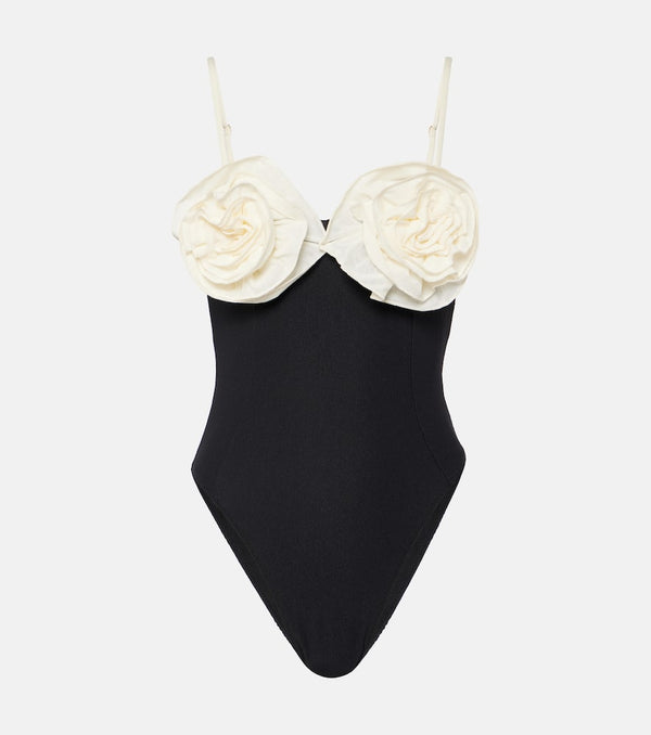 Same Floral-appliqué high-rise swimsuit