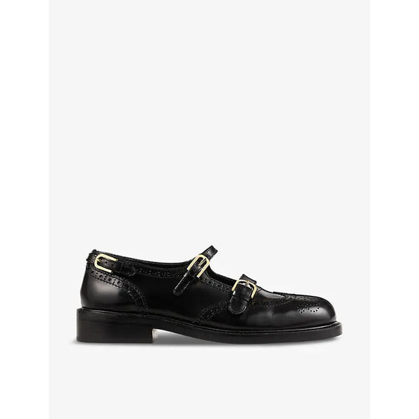 Sandro Double-strap flat leather Derby shoes