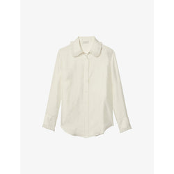 Sandro Frill-trimmed satin-twill shirt