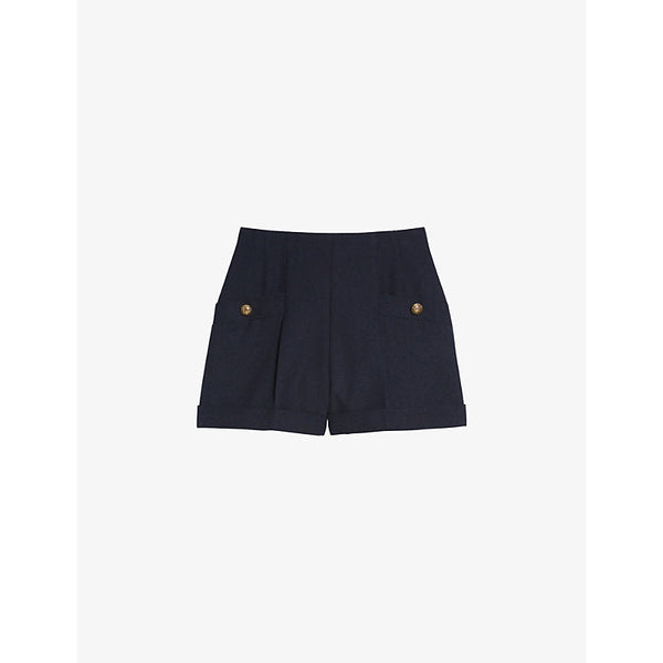 Womens Sandro High-waisted wool-blend shorts