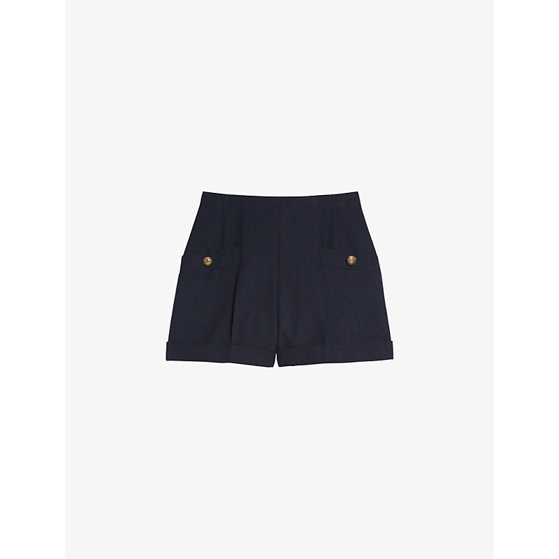 Sandro High-waisted wool-blend shorts