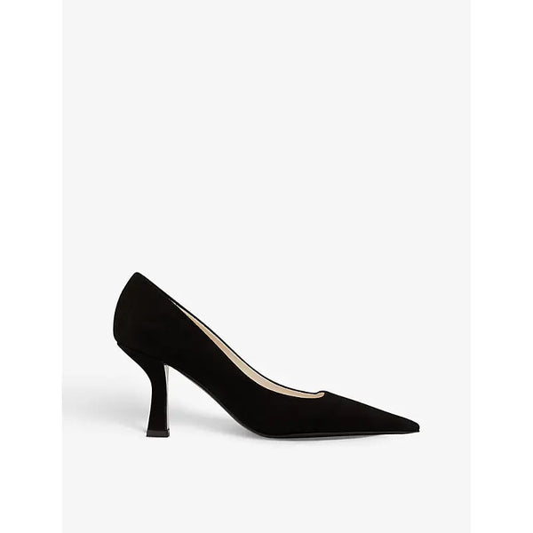 Sandro Linda curved-heel suede heeled court shoes