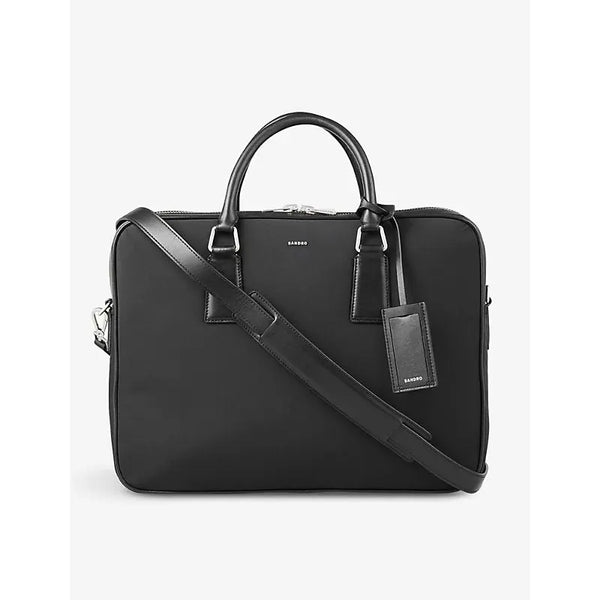 Sandro Logo-badge top-handle nylon laptop bag | Sandro