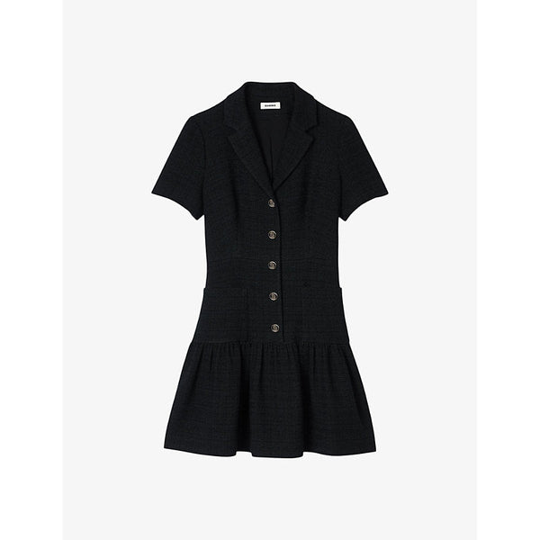 Sandro Notch-lapel short-sleeve woven mini dress | LYBSTORE