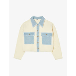 Womens Sandro Patch-pocket cropped woven jacket