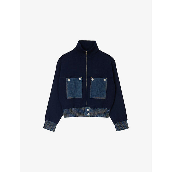 Sandro Patch-pocket high-neck woven jacket | LYBSTORE